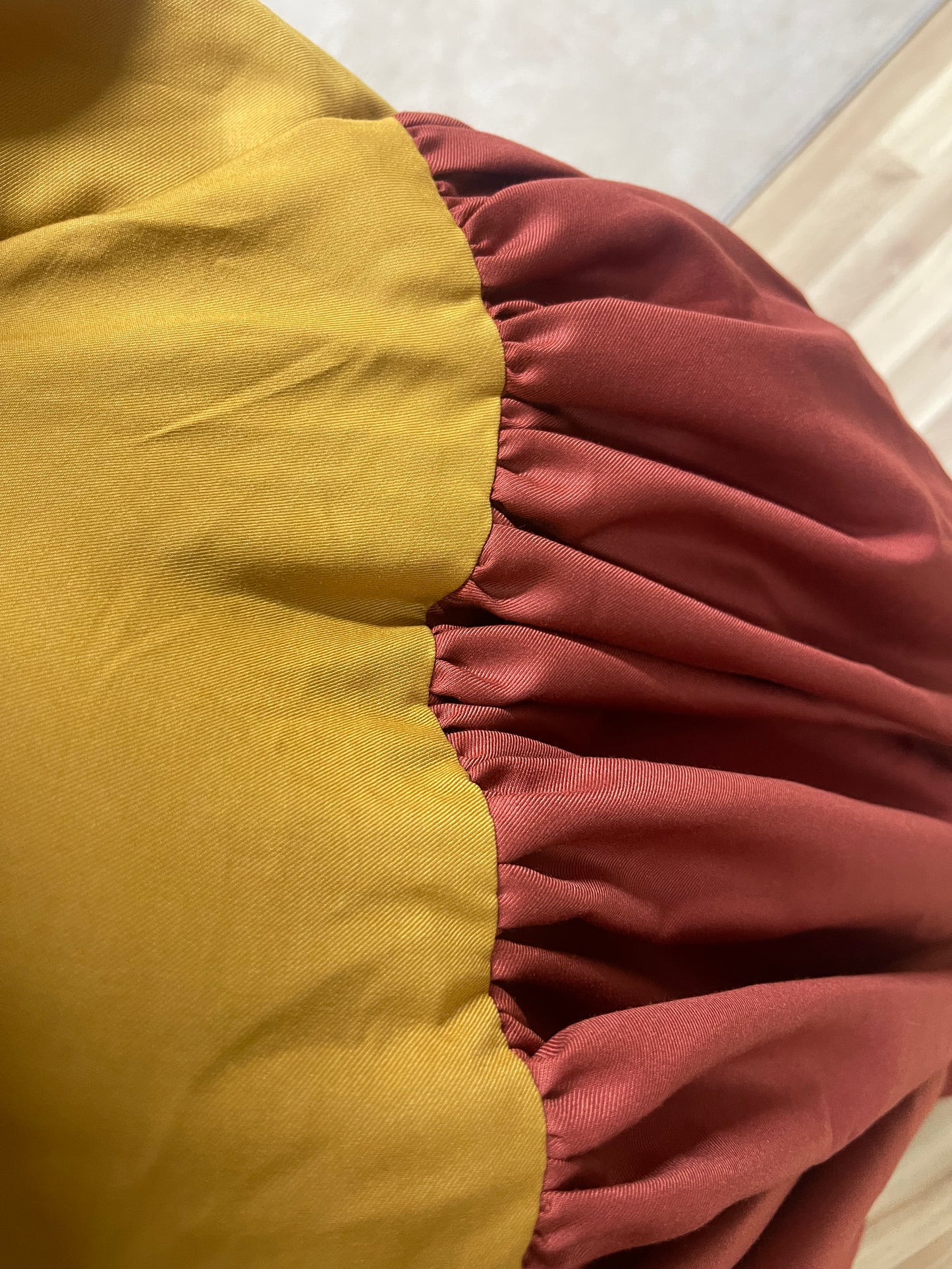 (Mustard/Coral) Yara Two Tone Dress - Size 12