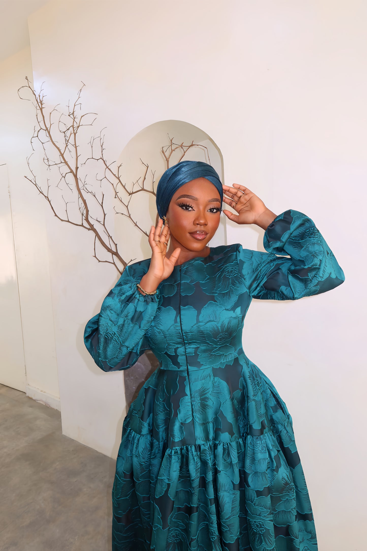 Samira Brocade Dress - Green