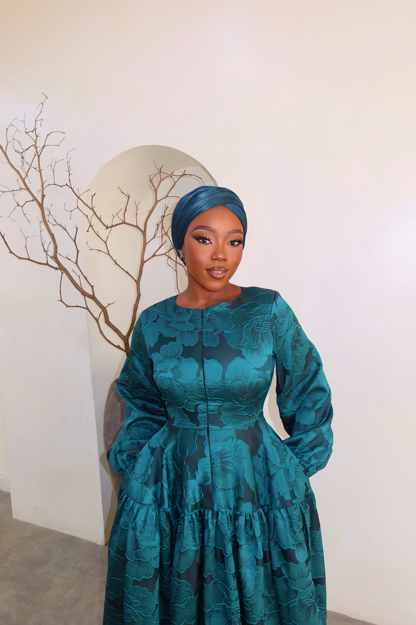 Samira Brocade Dress - Green